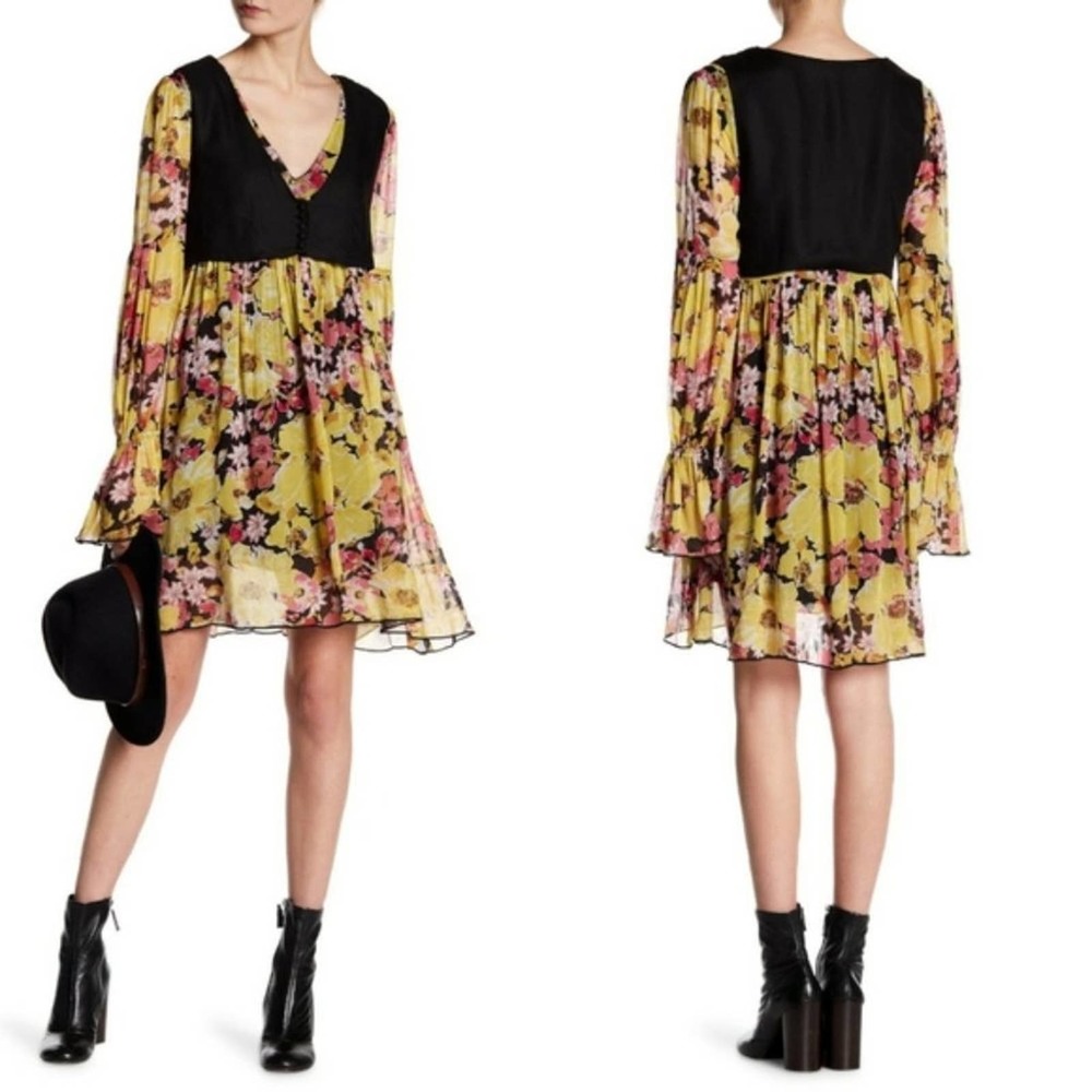Free People Alice Vest Dress Boho Floral Print Size XS